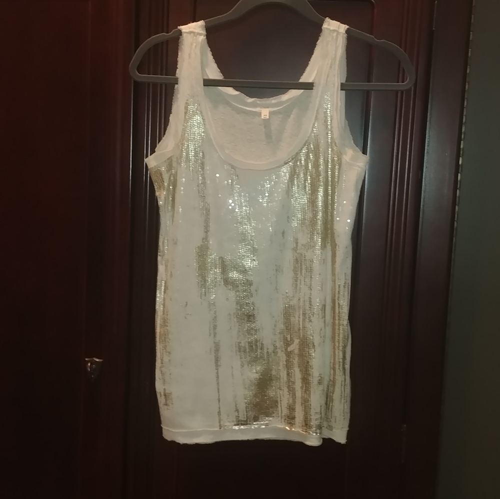 J Crew gold sequin tank top. EUC